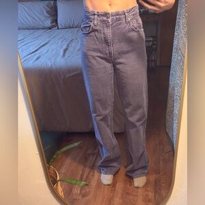 Zara High Waisted Wide Leg Faded Purple Denim Pants